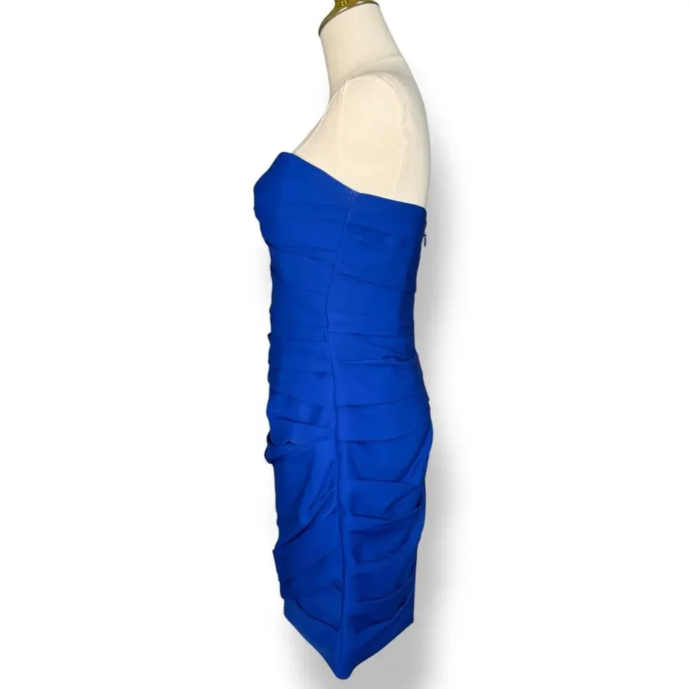 BCBGMAXAZRIA Women’s 6 Strapless Ruched‎ Cocktail Dress Sapphire Blue NEW - Picture 5 of 9